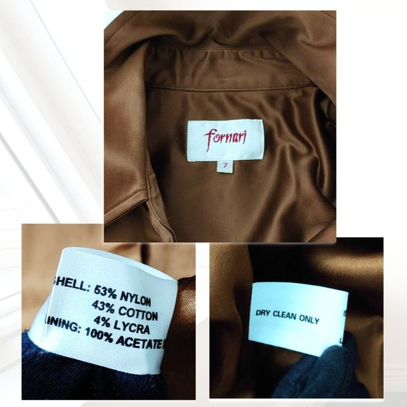 FORNARI Trench Coat Brown Mid-length Single-breasted Collar Pockets Lined Size 7 - Picture 11 of 15